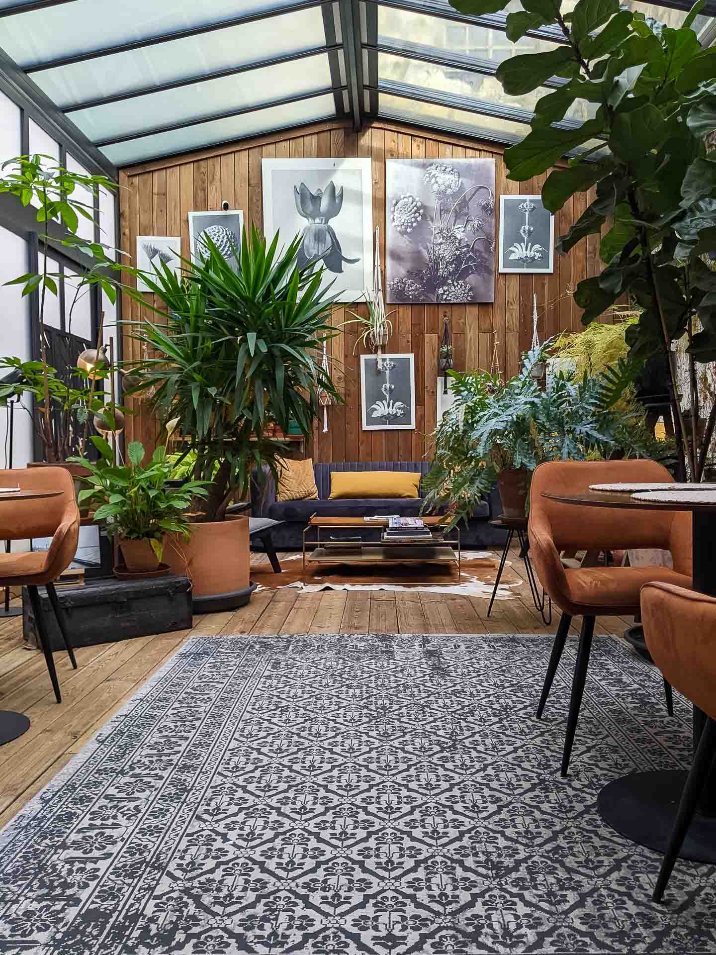 Salon de la verrière végétale de la Maison Casa Blanca